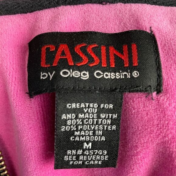 Oleg Cassini Black Velour and Hot Pink Full Zip Hoodie Jacket Size M EUC - Picture 7 of 7